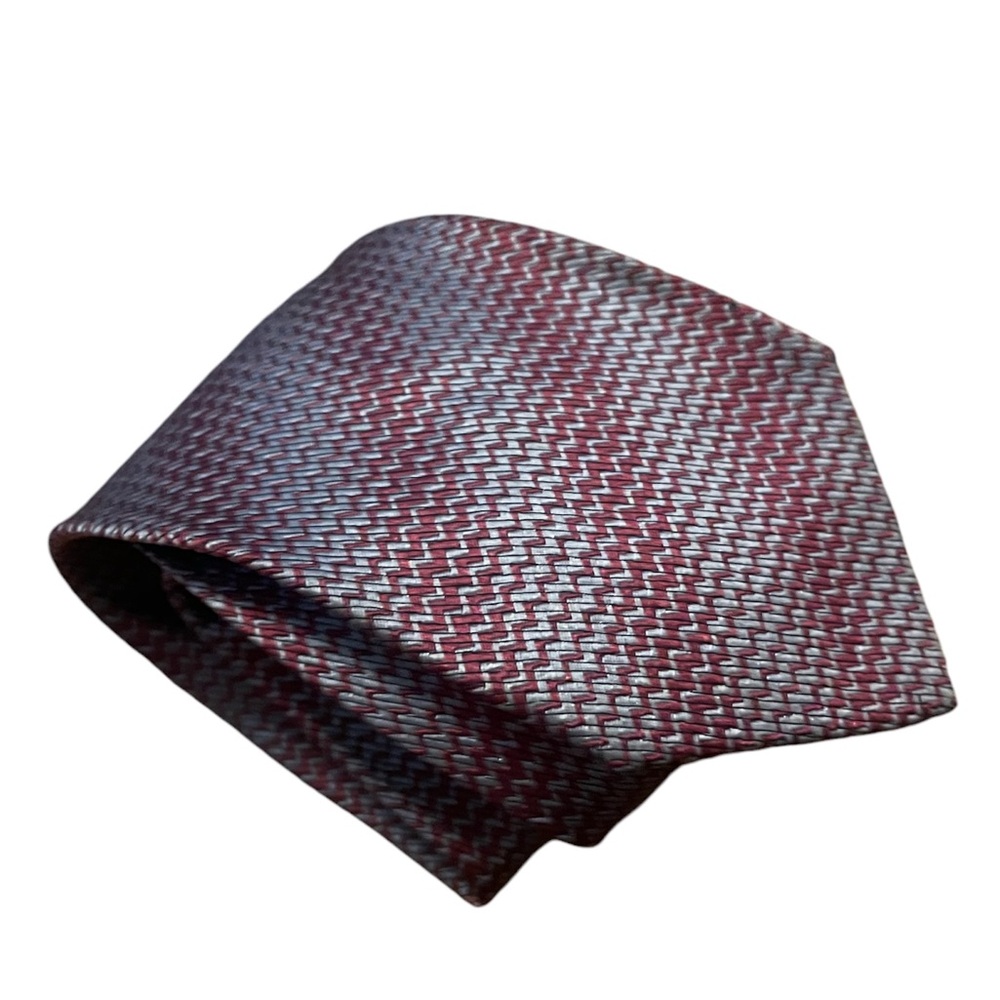 Vintage Fendi Silk Red Grey Geonetric Print Necktie Tie - Picture 3 of 13
